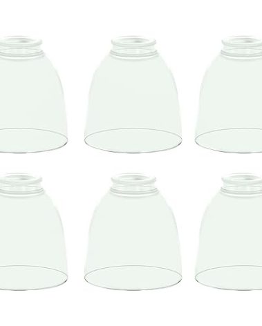 6-Pack Clear Glass Shade Light Covers, Bell Shaped Glass Shade Covers Ceiling Fan Lamp Replacements, Light Fixtures Lampshade for Chandelier Wall Sconces, 1.61" Fitter Size, 5" High x 4.7" Diameter