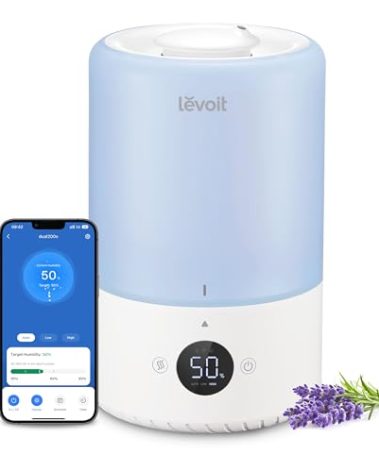 LEVOIT Smart Humidifiers for Bedroom Baby, Top Fill, Customize Humidity for Home, Plants with Humidistat, Essential Oil Diffuser, Schedule, Timer, APP & Voice Control, 3L, Blue