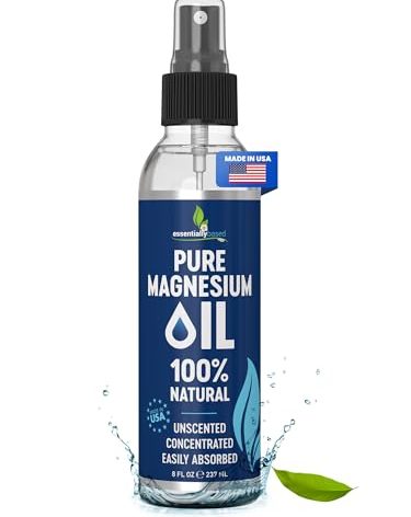 Pure Magnesium Oil Spray 8oz - Topical Magnesium Spray for Sleep Extra Strength - Less Sting - Less Itch - 100% Natural and Organic Oil - Made in USA
