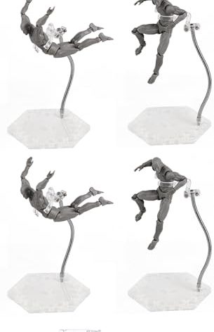 Action Figure Stand with Flexible Metal Arm,Action Figure Pose Display Holder Base,Flight Stands for Action Figures Compatible with HG RG SD SHF Gundam 1/144 Toy with Screwdriver (4Pcs Clear)