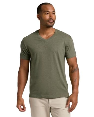 True Classic Mens V Neck T Shirts – Cotton V Neck T Shirts for Men, V-Neck Mens T-Shirts and Undershirts for Men Pack/Singles, Pack of 1, Heather Military Green, M