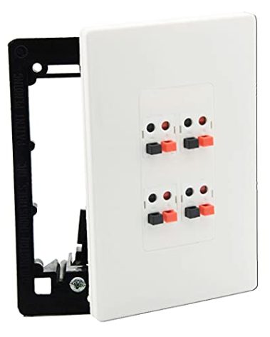 DIYTECH Premium 4 Speaker Wall Plate, Supports 4 Speaker Configurations, Screwless Design