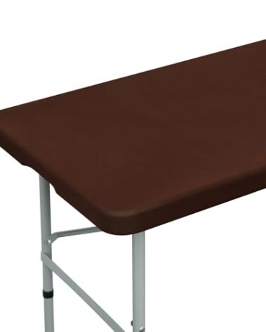 Fitted Rectangle Tablecloth 24 x 48 Inch Elastic Table Cloth for 4ft Table, Stretch Spandex Table Cover Brown Washable Polyester Table Top Cap Cover for Dining Picnic Camping Indoor and Outdoor