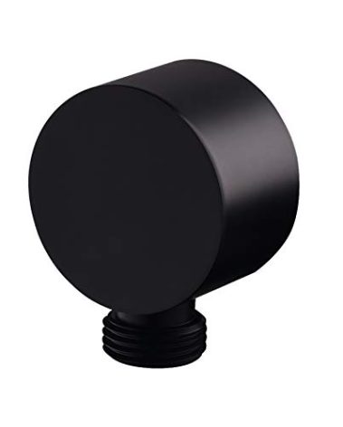 Keymark Wall Supply Elbow, Brass Round Wall Mount Shower Hose Connector 1/2″ Drop Ell Union Water Outlet for Handheld Hand Shower, Black