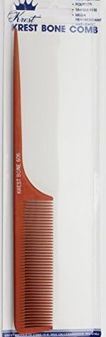 Krest Bone 9 Inch Rattail Comb - Professional Heat Resistant Detangling and Sectioning Comb