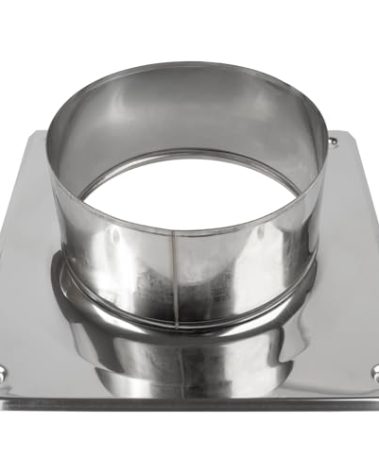 Vent Systems 8" Inch Stainless Steel Chimney Top Plate – Heavy-Duty Square to Round Roof Flue Base Mount with Collar – Weather-Resistant Steel Cap Cover Flange for Fireplace, Stove and Furnace
