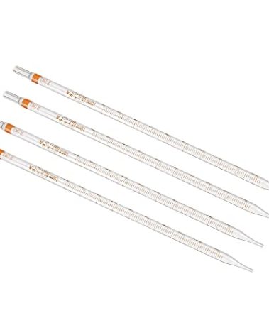 PATIKIL Graduated Dropper Pipettes, 4 Pcs 10ml Reusable Borosilicate Glass Pipette for Transfer Liquid for Laboratory, Chemistry, Clear