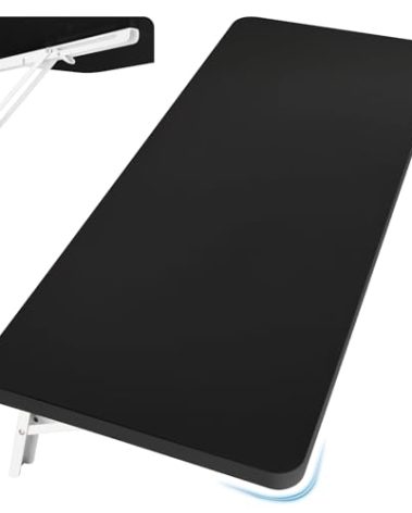 Neoaider Wall Mounted Folding Table 39.4”L x 19.7”W, Laundry Folding Table with Heavy Duty Metal Collapsible Shelf Brackets, Wall Mounted Desk Fold Down for Small Spaces, Black
