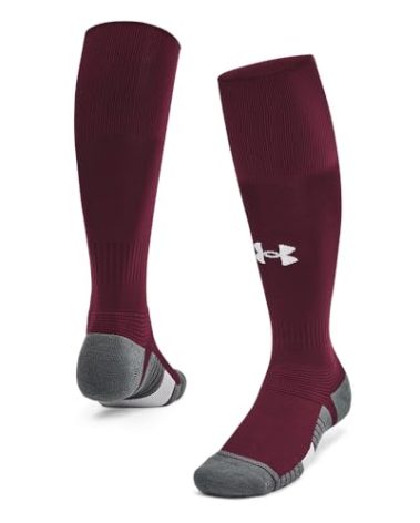 Under Armour Unisex-Adult Magnetico Over the Calf Socks 1 Pack, (609) Maroon/Pitch Gray/White, Large