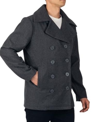 Alpine Swiss Mason Mens Wool Blend Classic Pea Coat Gray 2XL