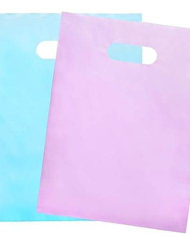 Choice Marts Merchandise Bags Pastel Pink & Pastel Blue Color 200 Count 9"x12" Size 1.5Mil Thick