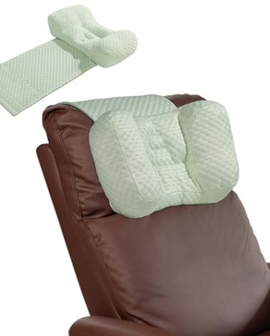 MABOZOO Neck Pillows for Recliners with Pocket,Headrest Cushion for Neck Pain Relief and Cervical Support,Recliner Head Pillow for Side Sleeping at Home, Office or Traveling（Green）