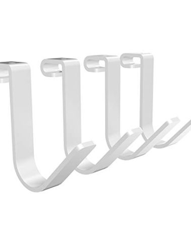 FLEXIMOUNTS 4 Pack Add On Storage Rail Hook Accessory for Ceiling Rack and Wall Shelving, Max Weight Capacity up to 50lbs, White