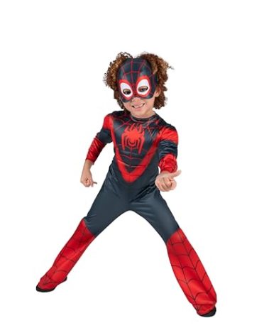 Jazwares Costume Play Marvel Miles Morales Toddler Costume - Authentic Spidey and His Amazing Friends Suit for Kids