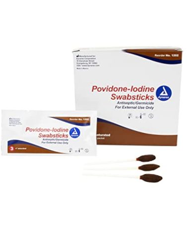 Dynarex Povidone Iodine Swabsticks, Convenient Antiseptic to Ensure Skin Preparation, Brown, 1 Box of 25 Foil Packets, 3 Swabsticks Per Foil Packet