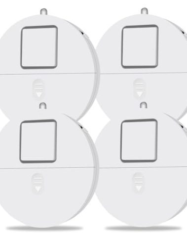 Window Alarm System 4-Pack - Ultra-Loud 120dB Alarms with Advanced Vibration Sensors - Window Security Alarms for Glass Break Detection - Features Low Battery LED Indicator