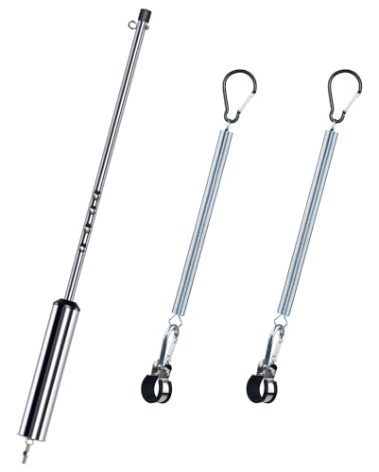 Dazakoot 40” Spring Pogo Stick for Semi Truck, Air Brake Line & Electric Power Cord Holder, Heavy Duty Pogo Stick with 2PCS 16” Tender Spring, 2 Hanger Clamp