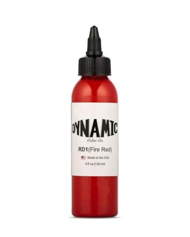 Dynamic Color Co Fire Red Tattoo Ink: Vibrant, Sterilized, Vegan & USA-Made Since 1990 – Trusted by Artists Worldwide (4oz Bottle)
