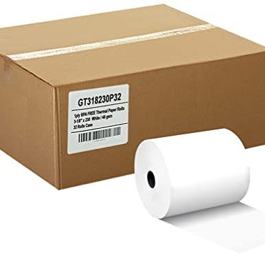 (32) GORILLA SUPPLY Thermal Paper Receipt Roll Clover Station Solo Duo TM-T88 T20 T90 Bixolon SRP-350 370, POS/Cash Register Paper, BPA Free, 3.125 x 230 ft, 32 Rolls