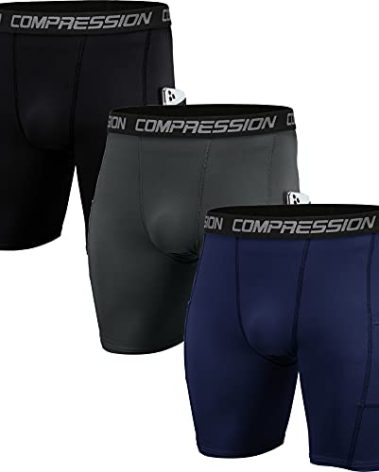 Holure Men's 3 Pack Sport Compression Shorts Compression Underwear,Black/Gray/Navy 10-3XL