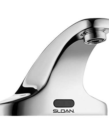 Sloan SF-2350 Sensor Activated Touch-Free Faucet, Commercial Grade with Mounting Hardware - 0.5GPM Battery-Powered Deck-Mounted Mid Body, Polished Chrome Finish, 3362119