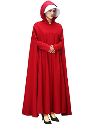 Handmaid Offred Cosplay Costume Outfit,Women Red Hooded Cape Cloak with White Bonnet for Halloween Party (XX-Large/XXX-Large)
