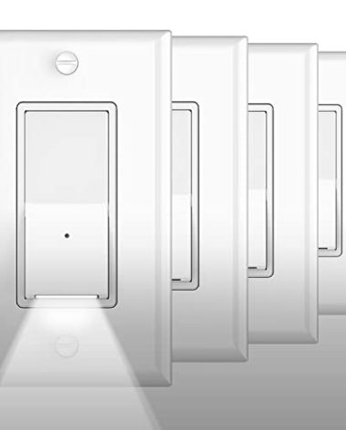 4Pack SOZULAMP Illuminated Light Switch-Esay to Install,No Neutral Wire,Single-Pole Paddle Rocker Lightswitch with Night Light,15Amp 120/277Volt,Glossy White