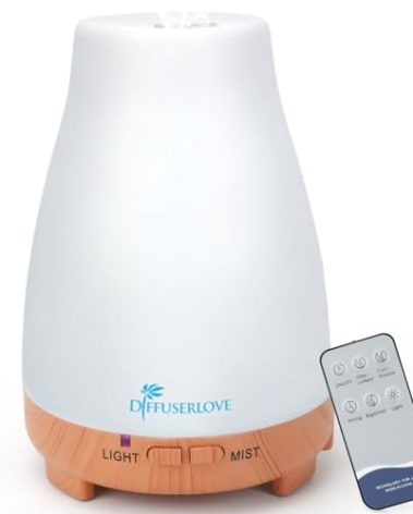 Diffuserlove Essential Oil Diffusers 200ML Remote Control Diffuser Mist Humidifiers BPA-Free Aromatherapy Diffuser (Yellow Base)