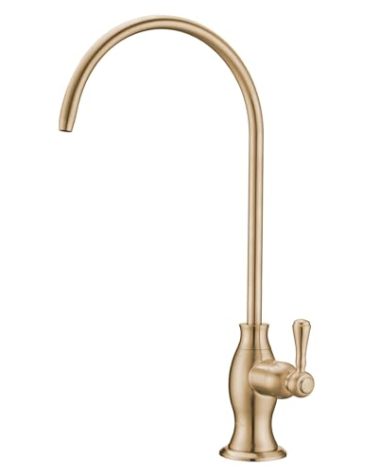 Delle Rosa Brushed Gold Drinking Water Faucet, Non-Air Gap Solid Brass Kitchen Water Filter Faucet, Classical Water Filtration Faucet for Under Sink Water Filter System Brushed Gold（Light Gold）