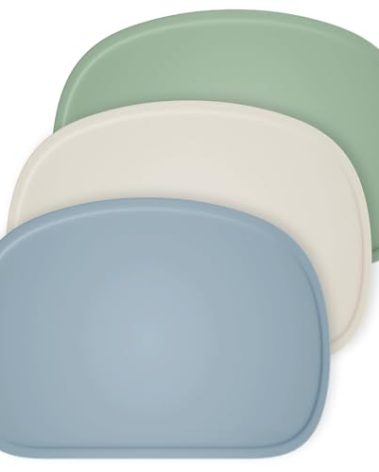 Cuddle Campus Set of 3 Silicone Placemats with Raised Edges for Kids,Toddlers,Babies, Non-Slip Dinning Table Mat, Baby Eating Mat, Food Mat Set 1