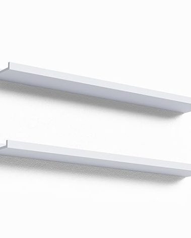 Boswillon 36 Inches Long Floating Shelves Wall Mounted, 2 Set Modern White Wall Shelf for Bedroom, Nursery Book Shelf with Lip, Picture Ledge Shelf for Wall Decor Living Room Bathroom Kitchen - White