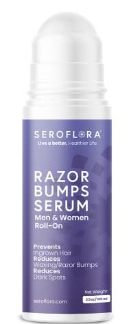 Seroflora Razor Bumps Treatment for Women - Ingrown Hair Treatment - Razor Bump for Bikini Area - After Shave & Waxing - Roll-On-Face, Legs, Body (3.5floz)