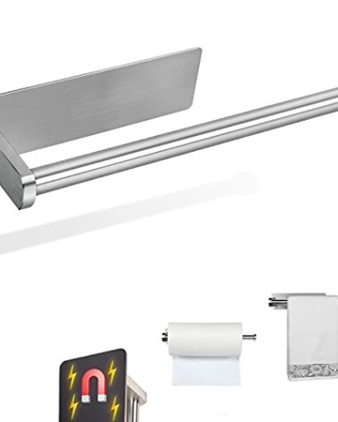 Paper Towel Holders Magnetic Steel Brushed Towel Roll Holders with Strong Magnetic Backing - Fit for Large Paper Towels-for Kitchen,Refrigerator,Grill,Toolbox,Garage,Shop