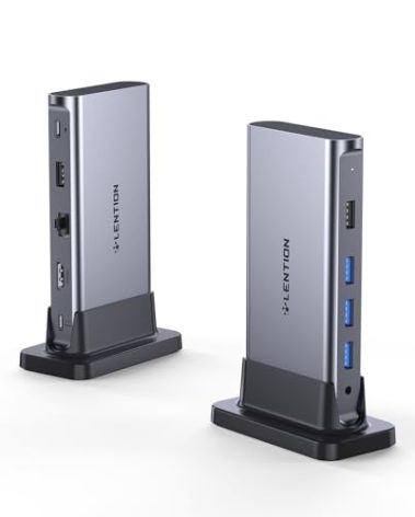 LENTION USB C Docking with 4K@60Hz HDMI, USB 3.0/2.0, Gigabit Ethernet, 100W PD, Aux Adapter for 2025-2016 MacBook Pro/2025-2018 Mac Air/Surface/Steam Deck, More, Stable Driver Certified (Space Gray)