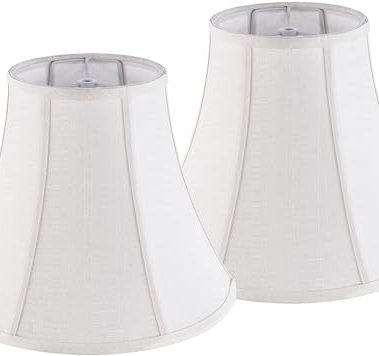 Creme White Bell Lamp Shades Set of 2 Medium Shade 6.7``Top x 13``Bottom x 10``High(Spider) Traditional Lampshade for Table & Bedside Lamp - Replacement Lampshades By JERHOUS