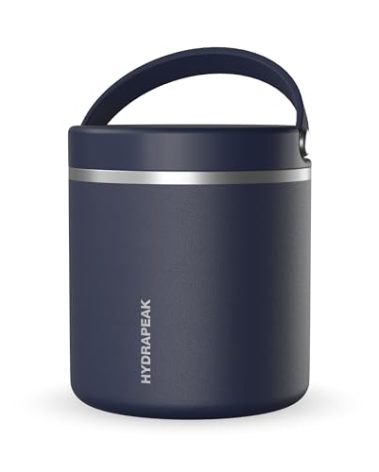Hydrapeak 25oz Stainless Steel Vacuum Insulated Food Jar | for Hot Food and Cold Food, Wide Mouth Leak-Proof Soup for Adults, 10 Hours Hot and 16 Hours Cold (Navy)