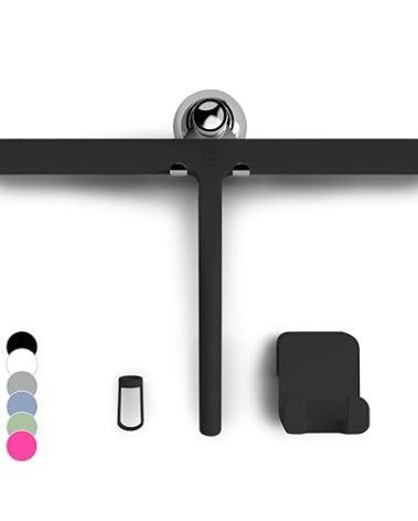 GÜTEWERK Shower Squeegee for Glass Doors, Silicone Window Squeegee, Bathroom and Glass Cleaning - Black - 15 Inch