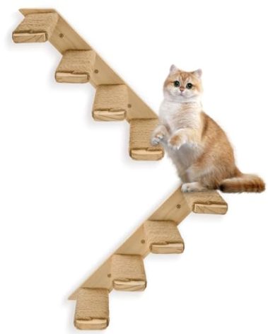 2 Pack 4 Steps Cat Wall Shelves Cat Stairs for Wall with Sisal Rope.Cat Wall Steps/Ladder Furniture ＆ cat Tree Supplies(Catstairs 2Pack-4Steps)