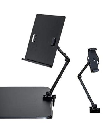 TrenDesks Document Copy Holder and Tablet/Cellphone Holder 2-in-1 (Black), Full Motion, Pull to Adjust Height, Angle and Direction