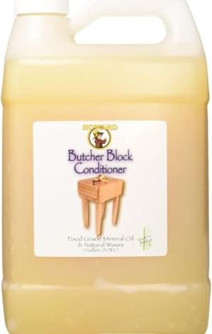 Howard Premium Butcher Block Conditioner: Deep-Penetrating, Food Grade, Revitalizes, Prevents Drying and Cracking of Hardwoods and Bamboo. Ideal for Wooden Bowls, Spoons, and More. Size: 1 Gallon