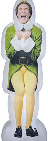 Gemmy Photorealistic Christmas Airblown Inflatable Excited Buddy The Elf S LG WB, 6 ft Tall, Green