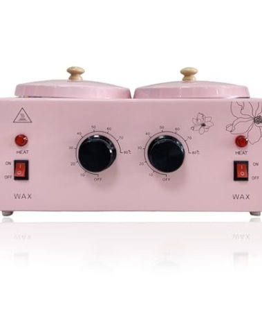 Double Pots Wax Warmer Professional Melted Wax Beads for Hair Removal,Fast Electric Wax Heater with Adjustable Temperature Set for Women (Pink-Double Pots)
