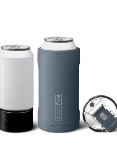 BrüMate Hopsulator Trio 3-in-1 Insulated Can Cooler for 12oz / 16oz Cans + 100% Leak Proof Tumbler with Lid | Insulated for Beer, Soda, and Energy Drinks (Nightfall Blue)