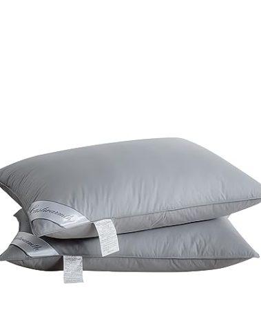 Eastwarmth Natural Goose Down Feather Pillow for Sleeping 2 Pack,100% Cotton Cover Bed Pillow -Side Back Sleepers Standard Size Set of 2