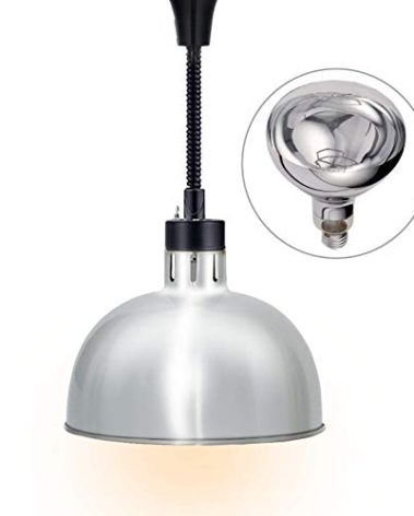 JIAWANSHUN Food Heat Lamp Food Warmer Lamp 60-180mm φ290mm 250W Bulb Commercial Food Warmer Retractable Heat Lamps Catering Food Warmers Restaurant Supplies or Home Food Service(Silver) 110V