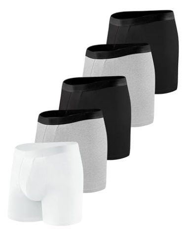 BEENIUBEE Incontinence Underwear for Men 150ML Absorbent Washable Reusable Heavy Flow Bladder Cotton Leak Proof Protective Boxer Briefs 5 Pack (Multicolor02, XX-Large)