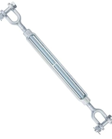 Jamiikury 3/4" x 12" Jaw Jaw Turnbuckle Galvanized Jaw and Jaw Turnbuckle, Jaw Jaw Closed Body Marine Turnbuckle Jaw, 8000lbs Working Load Limit, Durable for Wire Rope Cable