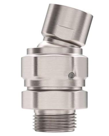 HammerHead Showers® Solid Metal Shower Head Swivel Ball Adapter, Brushed Nickel | Adjustable Pivot Ball To Adjust Showerhead Angle | Universal Connector Joint Fits Fixed, Hand Held & Rain Shower Heads