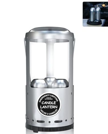 Candle Lantern, Camping Gear for Campers and Emergency Use, Without Candles (Silver)