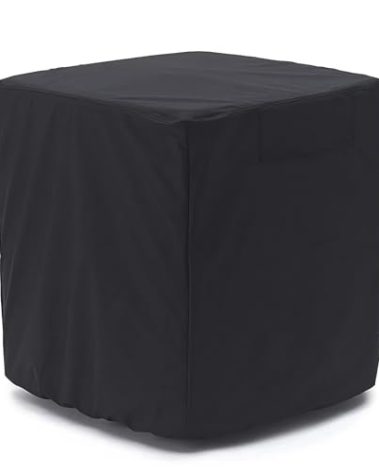 STARTWO Air Conditioner Cover for Outside Units - Durable Waterproof Square AC Cover for Outdoor with Windproof Buckles Elastic Hem for Secure Fit Year Around Protection -Black W36inD36inH40in